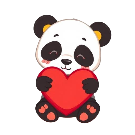 Panda hugging a heart